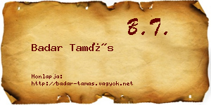 Badar Tamás névjegykártya
